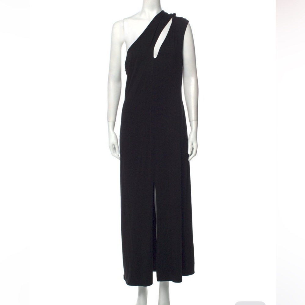 Black One-Shoulder Maxi Dress with Front Slit